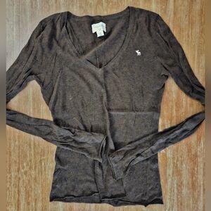 Abercrombie & Fitch Brown Knit Sweater Womens V Neck Sweater Size Medium